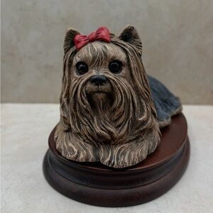 1982 Sandicast Yorkie Yorkshire Terrier Dog Sculpture Figural Signed
